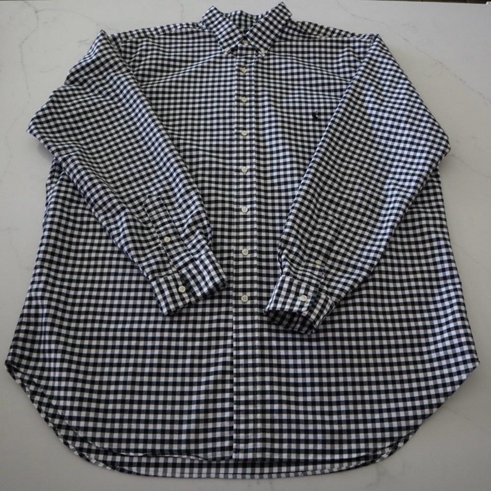 Ralph Lauren Men's XLT Black and White Checkered CLASSIC FIT Shirt